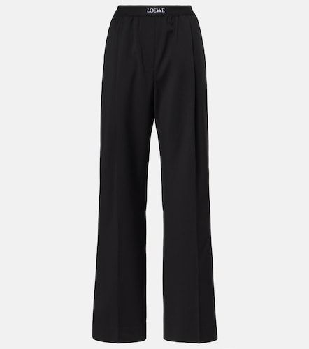 Logo wool mid-rise straight pants - Loewe - Modalova