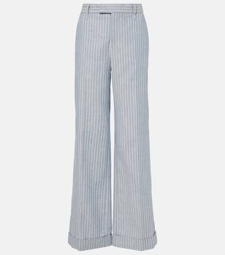 Linen and cotton-blend wide-leg pants - Brunello Cucinelli - Modalova