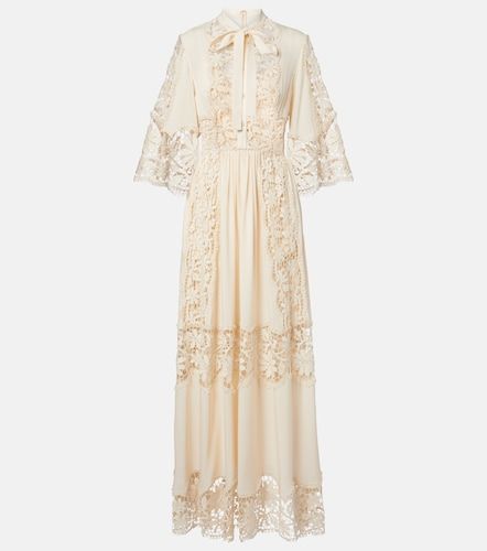 Abito lungo in georgette e macramè - Elie Saab - Modalova
