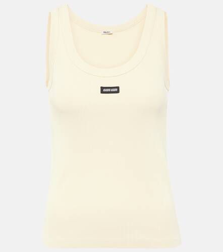 Logo ribbed-knit cotton jersey tank top - Miu Miu - Modalova