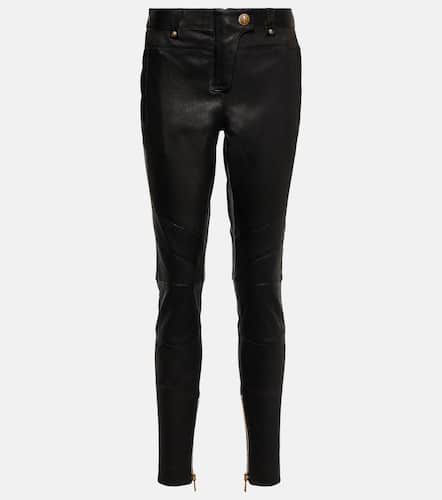 Low-rise leather skinny pants - Balmain - Modalova