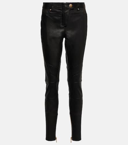 Pantalones skinny de piel de tiro bajo - Balmain - Modalova