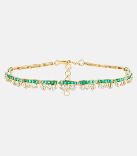 Choker aus 18kt Gelbgold mit Diamanten und Smaragden - Ananya - Modalova