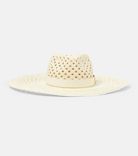 Leather-trimmed raffia sun hat - Valentino - Modalova