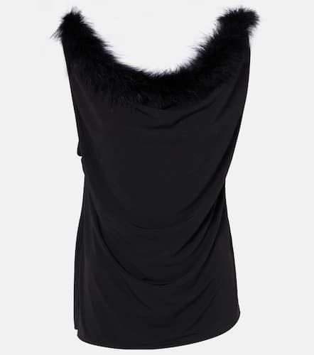 Boa feather-trimmed jersey top - Coperni - Modalova