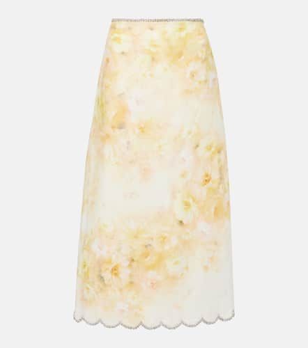 Crush scalloped linen midi skirt - Zimmermann - Modalova