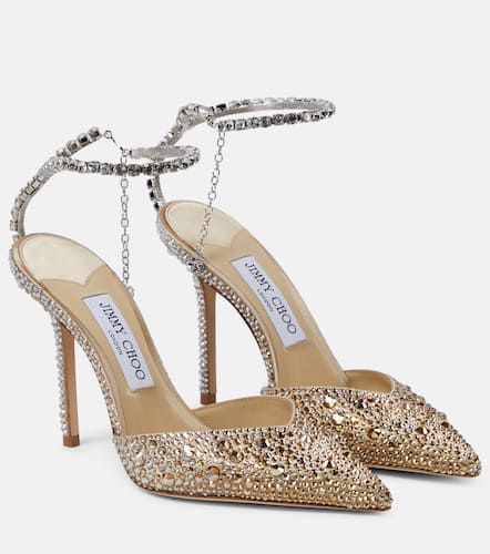 Pumps Saeda 100 in raso con cristalli - Jimmy Choo - Modalova