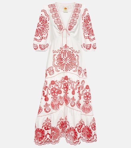 Broderie anglaise cotton midi dress - Farm Rio - Modalova