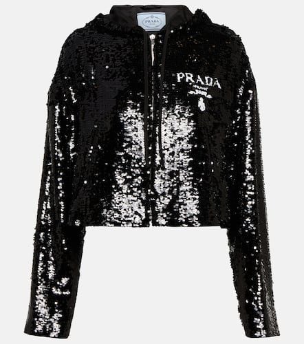 Embellished silk chiffon hoodie - Prada - Modalova