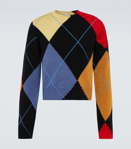 Cropped argyle cashmere sweater - Loewe - Modalova