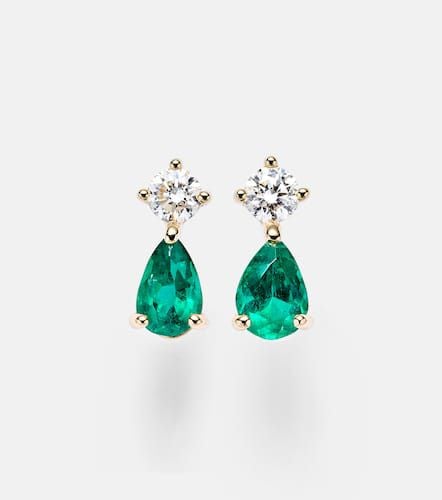 Orecchini in oro 18kt con smeraldi e diamanti - Anita Ko - Modalova