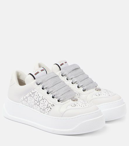 Sneakers in pelle con cristalli - Gucci - Modalova