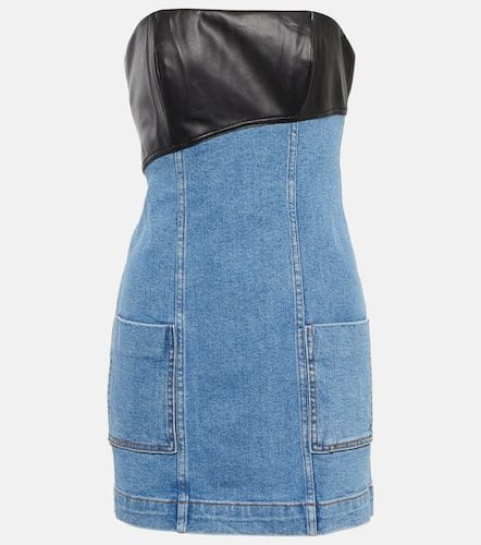 Minikleid aus Denim und Lederimitat - Staud - Modalova