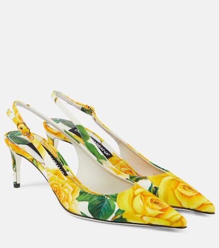 Bedruckte Slingback-Pumps aus Canvas - Dolce&Gabbana - Modalova