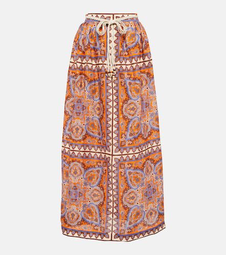 Falda larga Halcyon de lino estampada - Zimmermann - Modalova