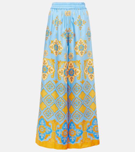 High-rise printed silk palazzo pants - La DoubleJ - Modalova