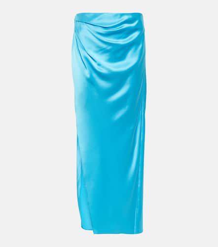 Mid-rise flared satin skirt in blue - The Sei