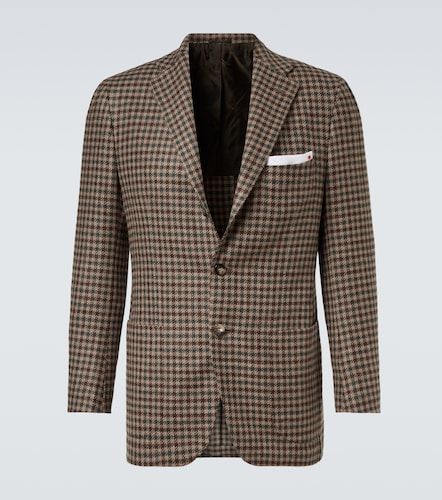 Checked wool, silk, and linen blazer - Kiton - Modalova