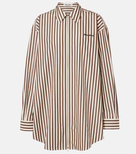 Zip-up striped cotton poplin shirt dress - Miu Miu - Modalova