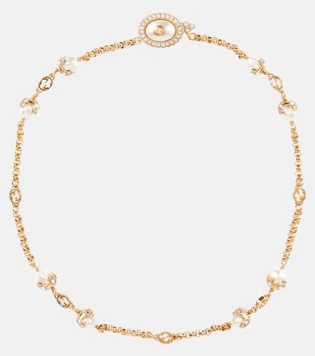 Collana Interlocking G con perle bijoux - Gucci - Modalova