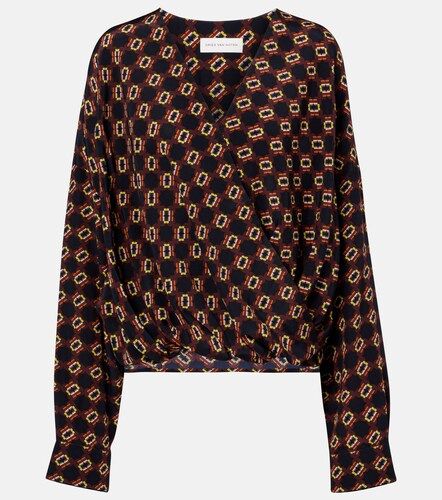 Draped printed silk top - Dries Van Noten - Modalova