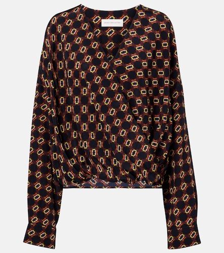 Draped printed silk top - Dries Van Noten - Modalova