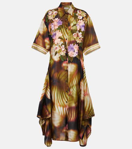 Embroidered printed silk shirt dress - Dries Van Noten - Modalova