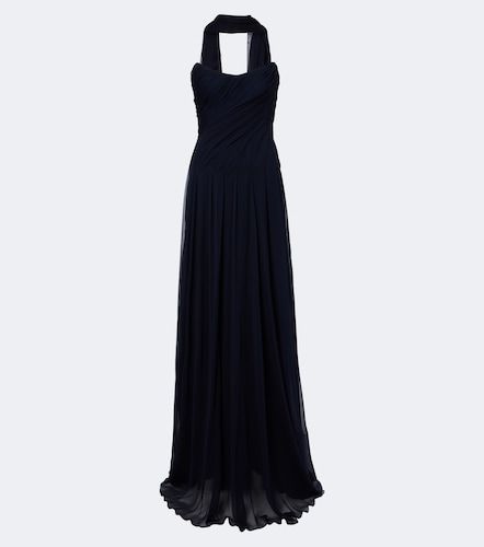 Abito lungo bustier in seta con sciarpa - Monique Lhuillier - Modalova