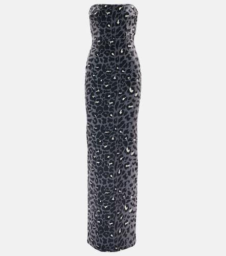 Leopard-print strapless velvet gown - Alex Perry - Modalova