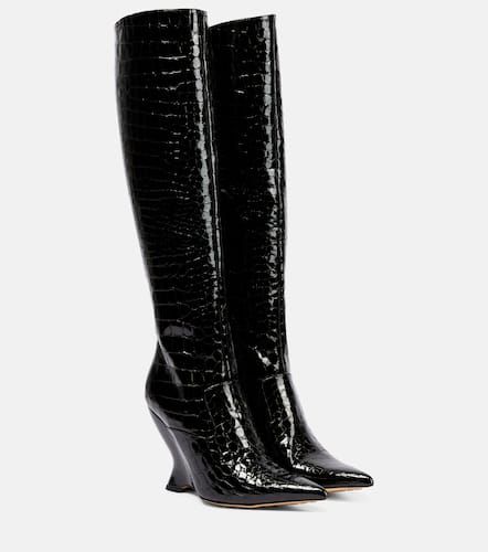 Punta croc-effect patent leather knee-high boots - Bottega Veneta - Modalova
