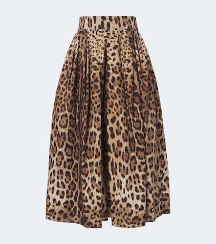 Falda midi de algodón estampada - Dolce&Gabbana - Modalova