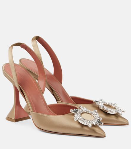 Begum 95 embellished satin slingback pumps - Amina Muaddi - Modalova