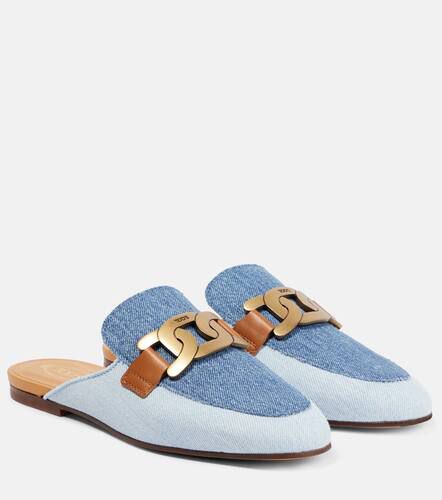 Tod's Embellished denim slippers - Tod's - Modalova