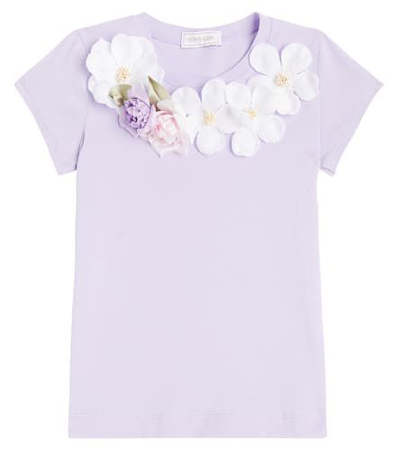 Camiseta de mezcla de algodón con apliques florales - Monnalisa - Modalova