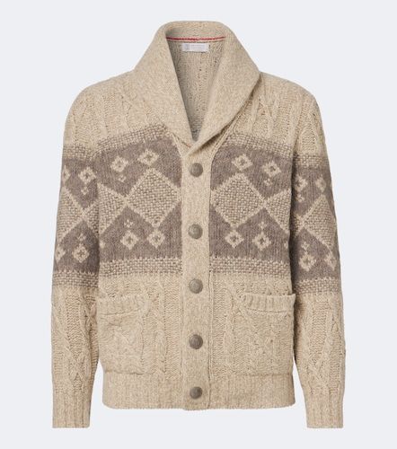 Jacquard wool, silk and cashmere cardigan - Brunello Cucinelli - Modalova