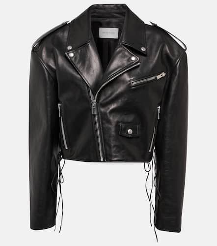 Cropped leather biker jacket - Magda Butrym - Modalova