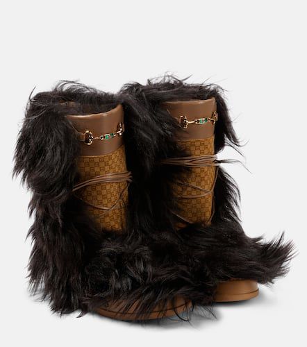 Square G fur-trimmed snow boots - Gucci - Modalova