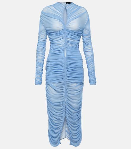 Draped cutout mesh midi dress - Mugler - Modalova