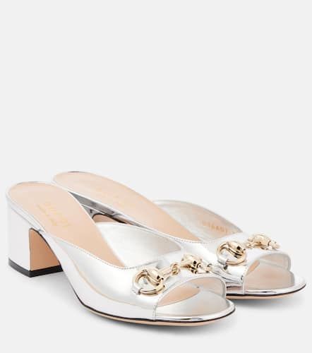 Mules Lady Horsebit de piel metalizada - Gucci - Modalova