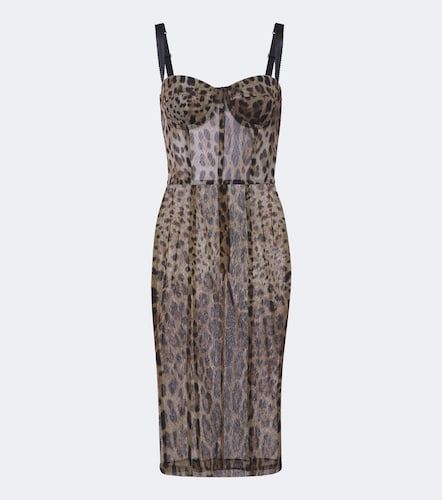 Vestido bustier de algodón y seda estampado - Dolce&Gabbana - Modalova
