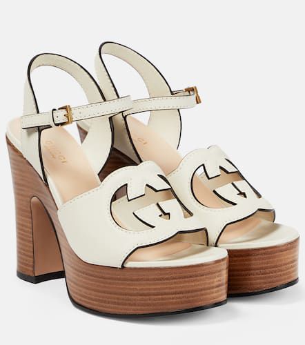 Interlocking G leather platform sandals - Gucci - Modalova