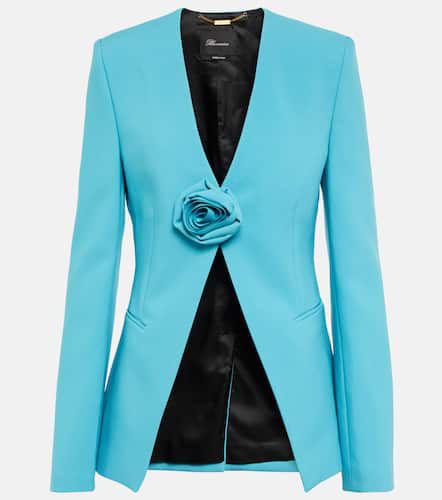 Rose-embellished collarless blazer - Blumarine - Modalova