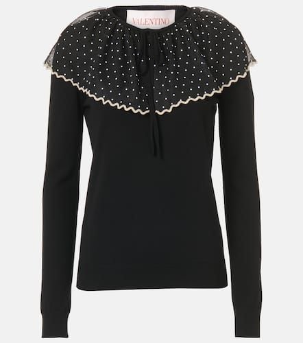 Pullover in lana con tulle - Valentino - Modalova