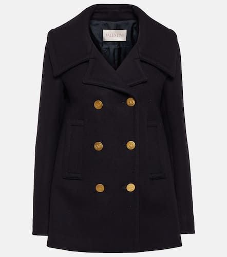 Double-breasted wool-blend peacoat - Valentino - Modalova