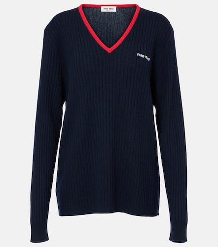 Pullover in maglia a coste di cashmere - Miu Miu - Modalova