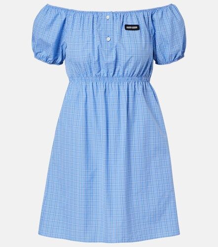 Checked cotton poplin minidress - Miu Miu - Modalova