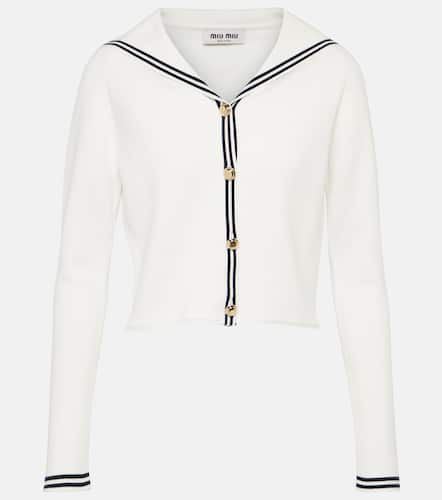 Striped cotton-blend cardigan - Miu Miu - Modalova