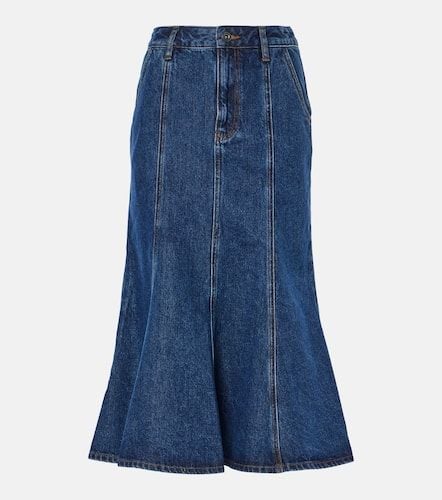 Falda midi flared de denim - Self-Portrait - Modalova