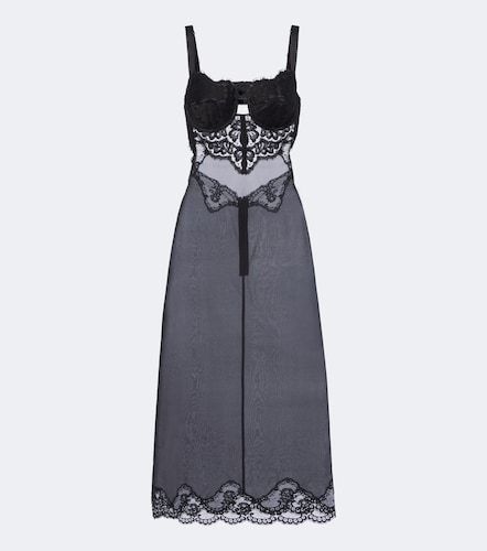 Abito midi in misto seta con pizzo - Dolce&Gabbana - Modalova
