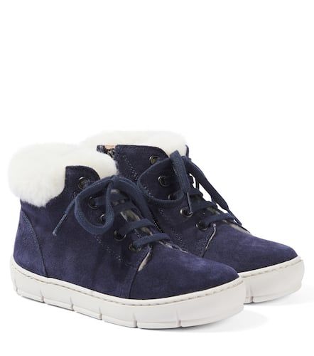 Start Top faux fur-trimmed suede sneakers - Pom d'Api - Modalova